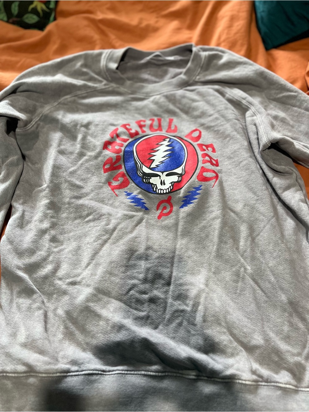 Grateful Dead Peloton Gray Crewneck Sweatshirt with Ribbed Collar